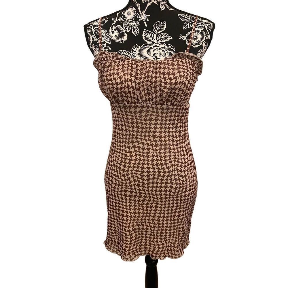 La Hearts Ruffle Houndstooth Tank Dress Sexy Party Formal Summer